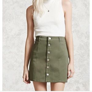 Forever 21 olive button front mini skirt